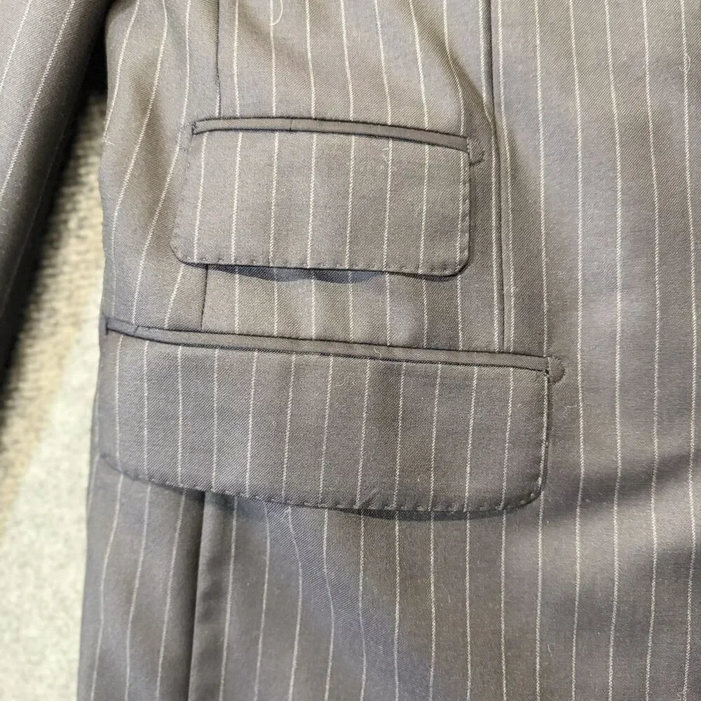 Hickey Freeman Loro Piana Super 150s Wool Mens Pinstripe Suit Jacket USA
